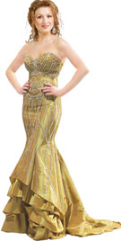 Beautifully Embedded Fish Cut Autumn Gown