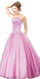 Satin Organza Embroidered Ball Gown