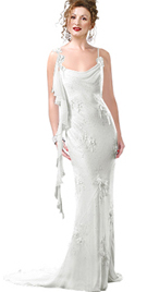 Fancy Floral motif Cowl Neck Evening Beaded Gown 