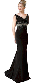 Sequinned Cowl Neck Mermaid Evening Beaded Gown