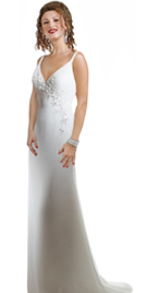 Deep V Neckline Bridal Gowns With Delicate Spaghetti Straps Silky Satin Wedding Gown