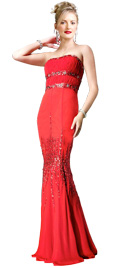 Strapless Fish Cut Valentine`s Day Gown | Buy Online Strapless Valentine`s Gowns 