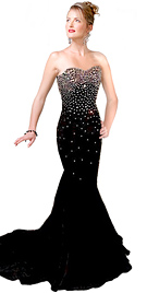 Jewel Tone Strapless Evening Gown