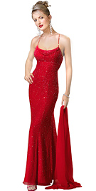Red chiffon star evening dress