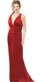 Celebrity Inspired Satin Ruched Evening Gown