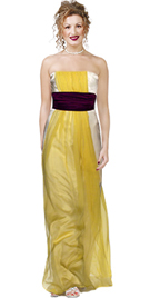 Satin Strapless Gown With Waistband