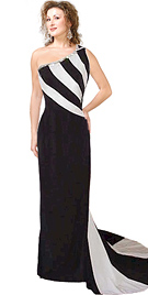 Black and White Stripe Evening Gown