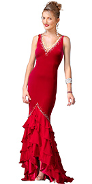Red Jersey Dress, With V-neck In Mermaid Style And set the mood for the fall