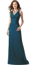 Online Womens Day Dresses| Pleated V Neckline Womens Day Gown