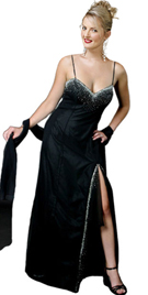 Spaghetti Strap Stone Embedded Front Slit Prom Gown