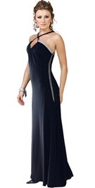 Long velvet black prom dress