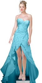 Faux Wrapped Bodice Evening Gown 