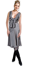Knee length, hip and versatile silk satin modern daytime dress