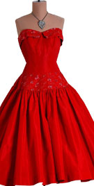 Dynamic 50s Prom Style Strapless Vintage Gown